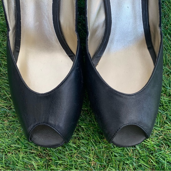 Moda Size 7.5 Black Open Toed 4 Inch Wedges - Picture 4 of 14